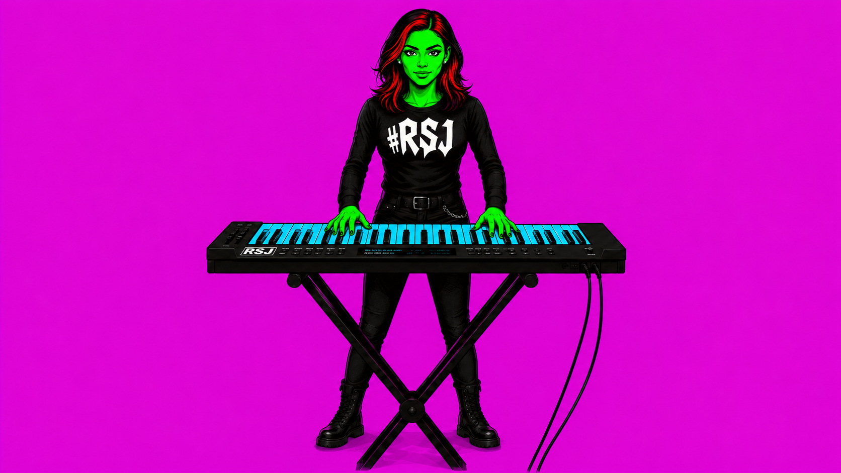 LYVIA playing keyboards